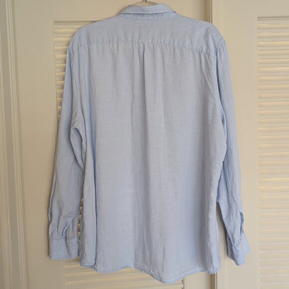 Lands' End 100%  Linen Button Down Shirt w/ Pintuck Detailing Size XL Light Blue - Picture 5 of 7